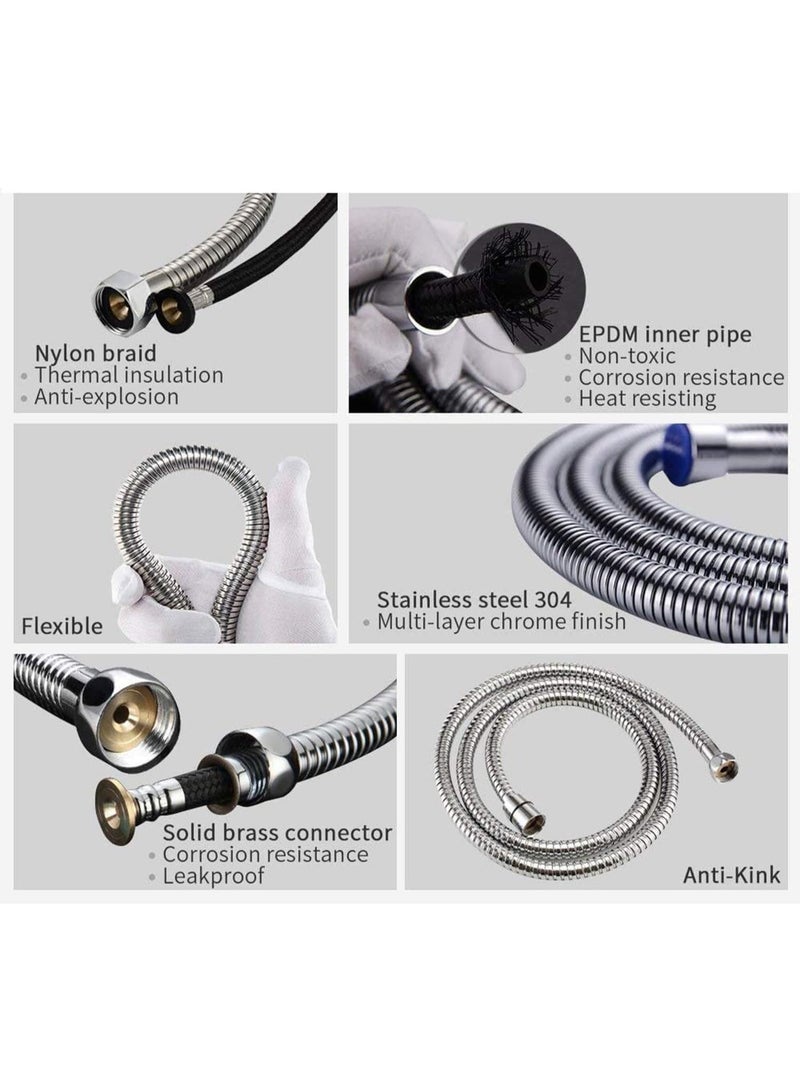 Walpck Handheld Bidet Sprayer for Toilet, 304 Grade Stainless Steel Bathroom Jet Spray with 1.5 Meter Shower Tube, Portable Adjustable Water Pressure Handheld Bidet Sprayer for Bathroom (Silver) - Image 3